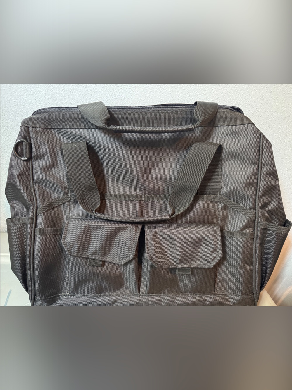 Men's Black Laptop Tote Bag with Front Utility Pockets